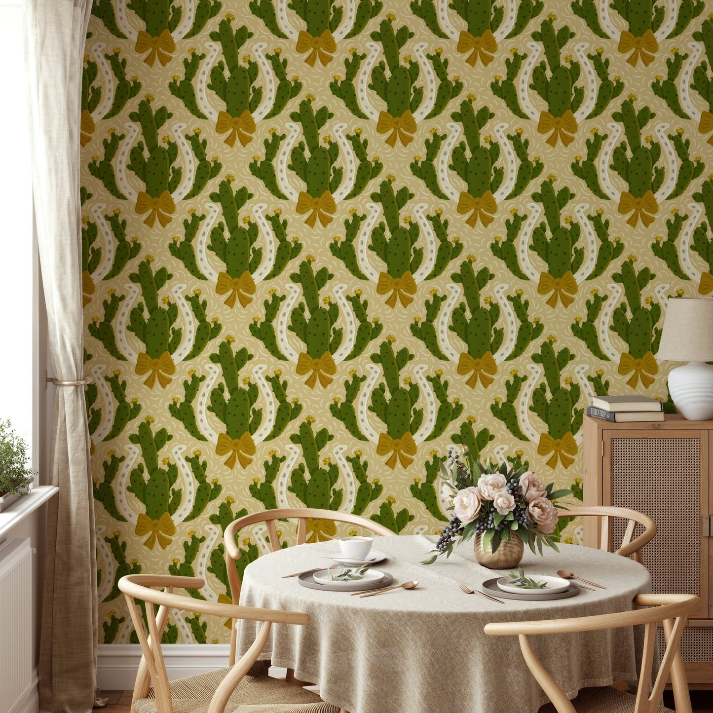 Western theme cactus horseshoe wallpaper

