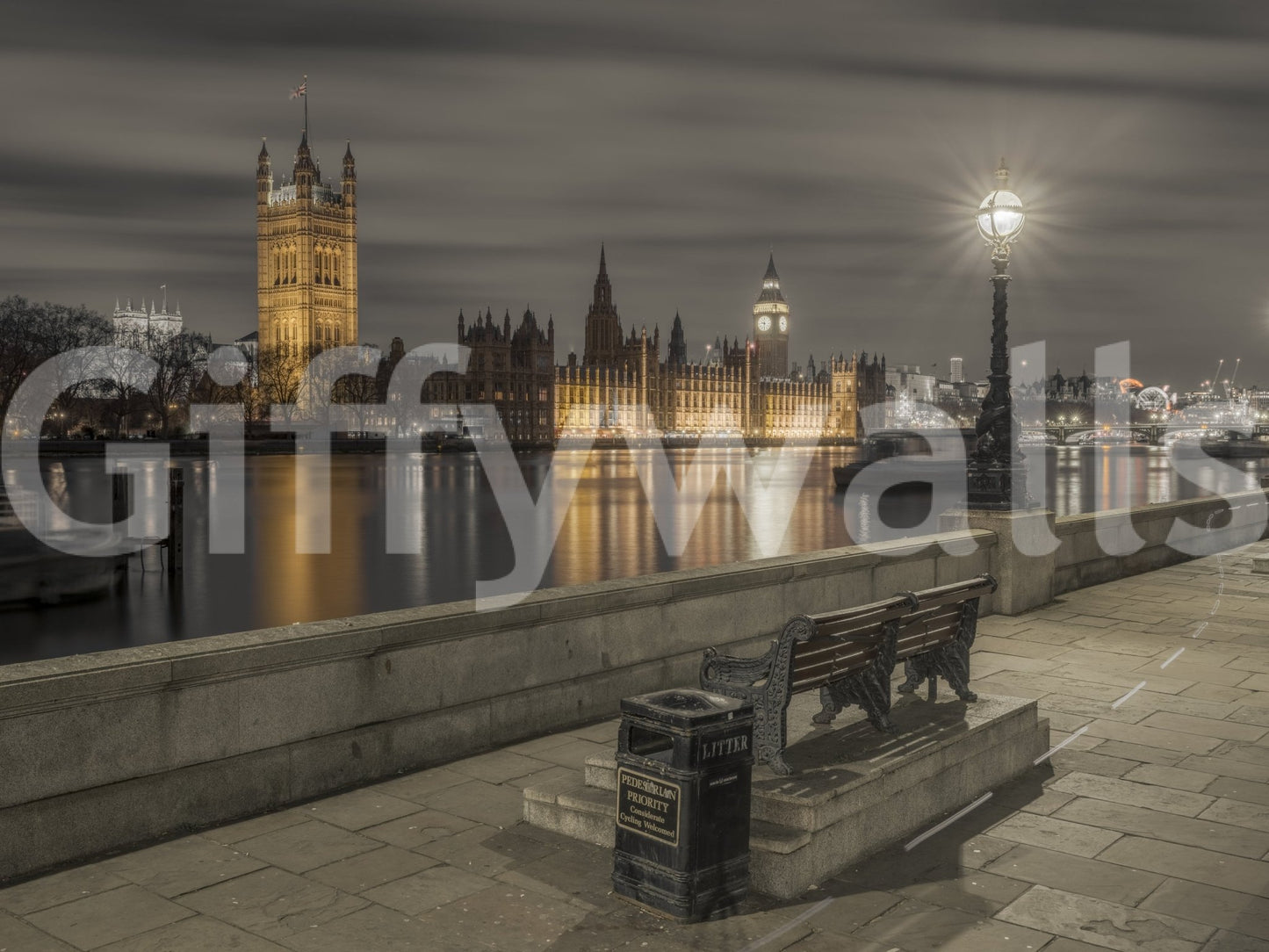 Westminster at Night Wall Mural