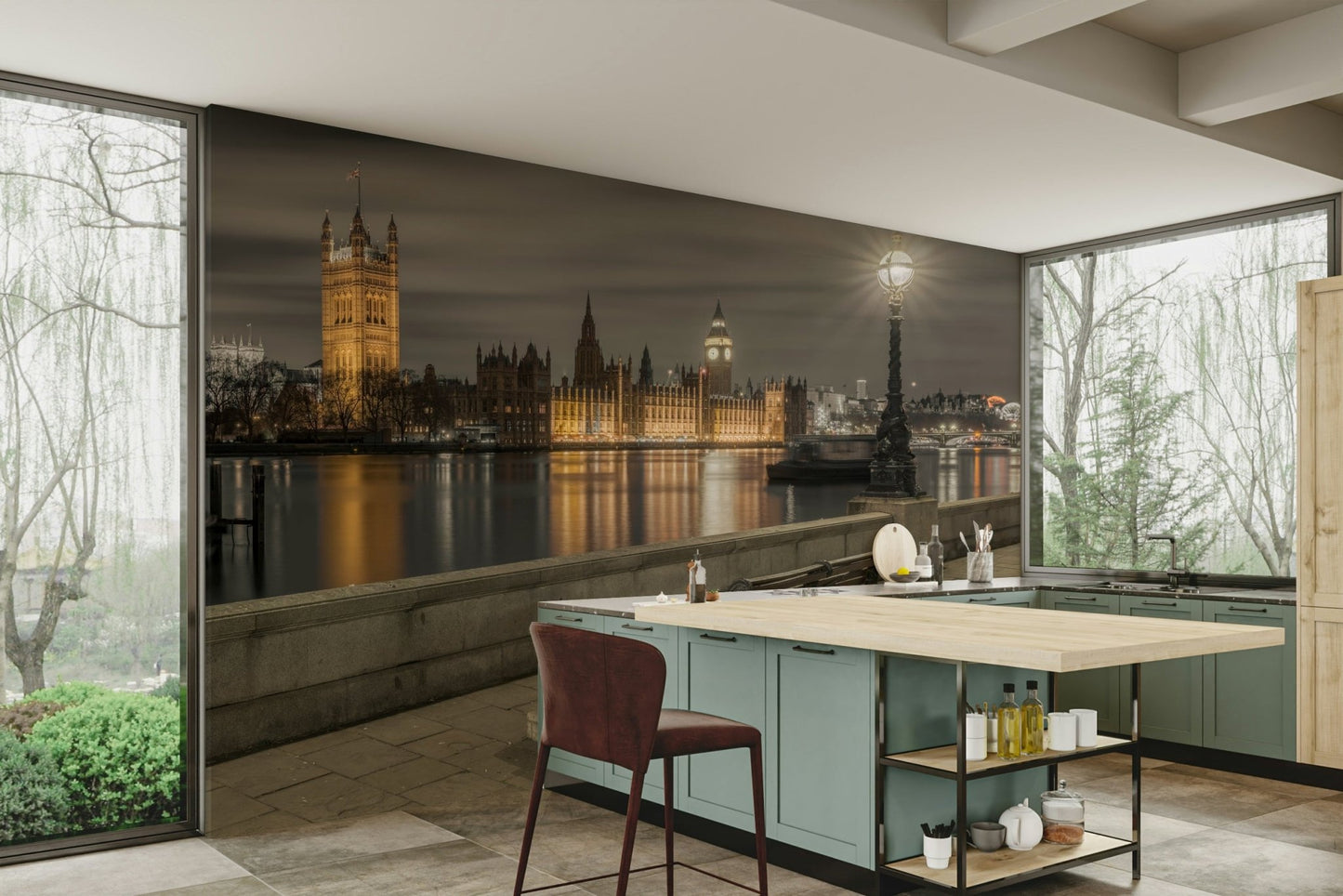 Westminster at Night Wall Mural