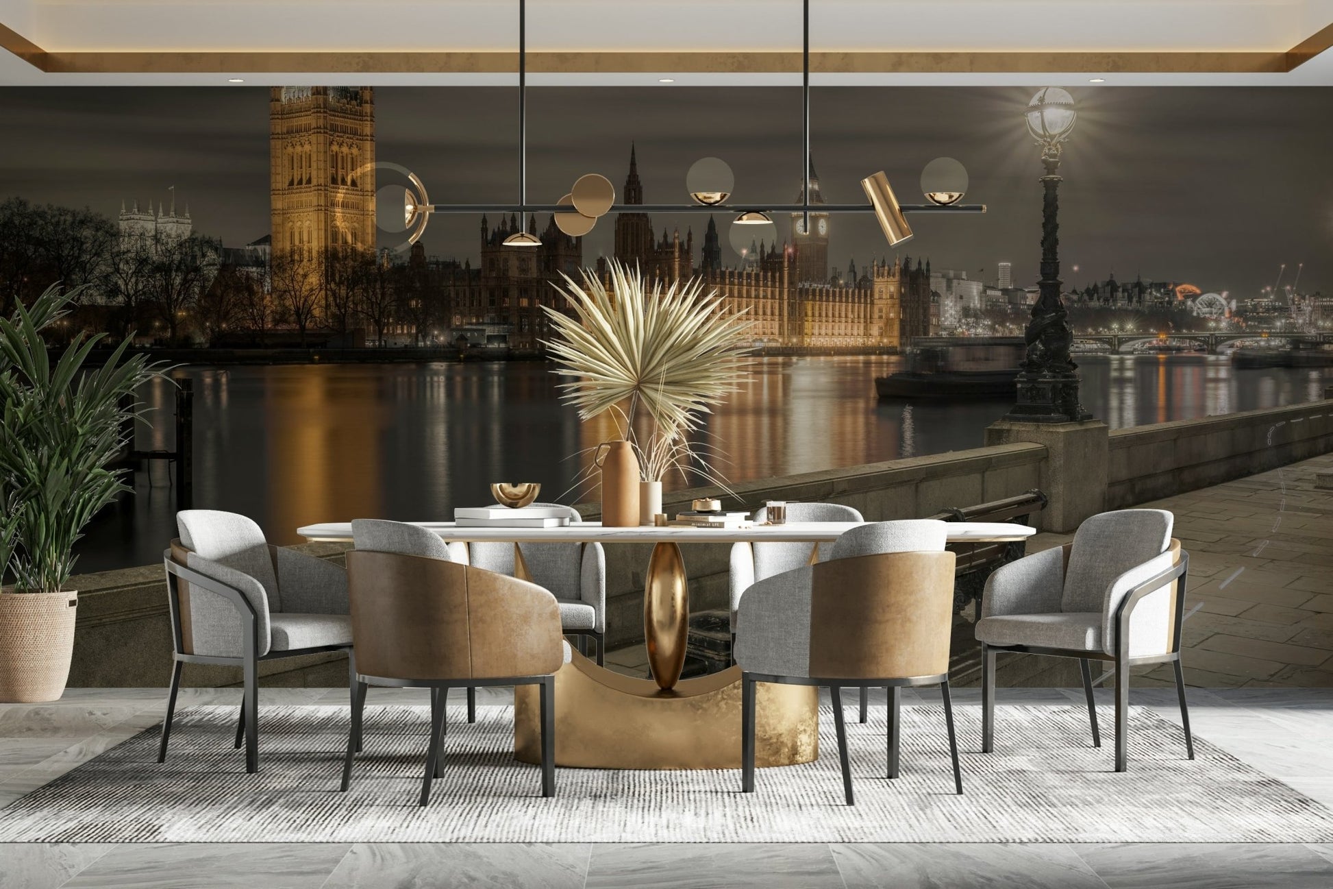 Westminster at Night Wall Mural