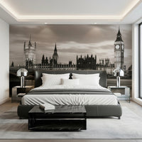 Monochrome cityscape wallpaper for contemporary rooms