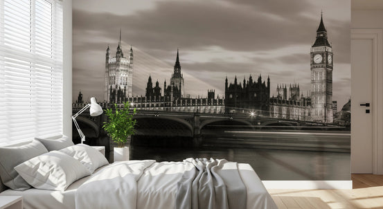 Westminster Bridge wall mural in monochrome living room, GD8199