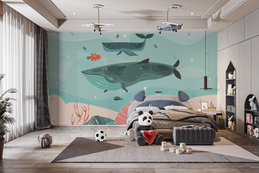 Whale Adventure Underwater Wallpaper Mural for Kids Kids-12
