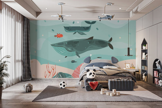 Whale Adventure Underwater Wallpaper Mural for Kids Kids-12
