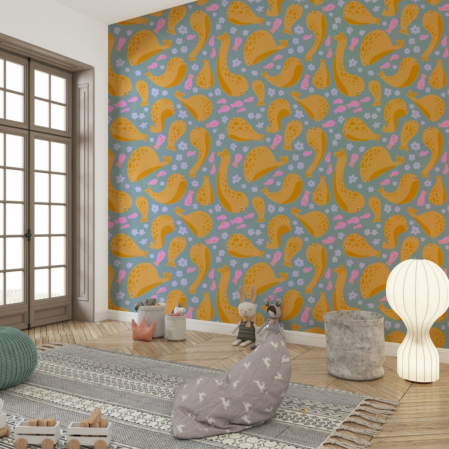 A wallpaper design with a whimsical ocean scene. GD3503
 
