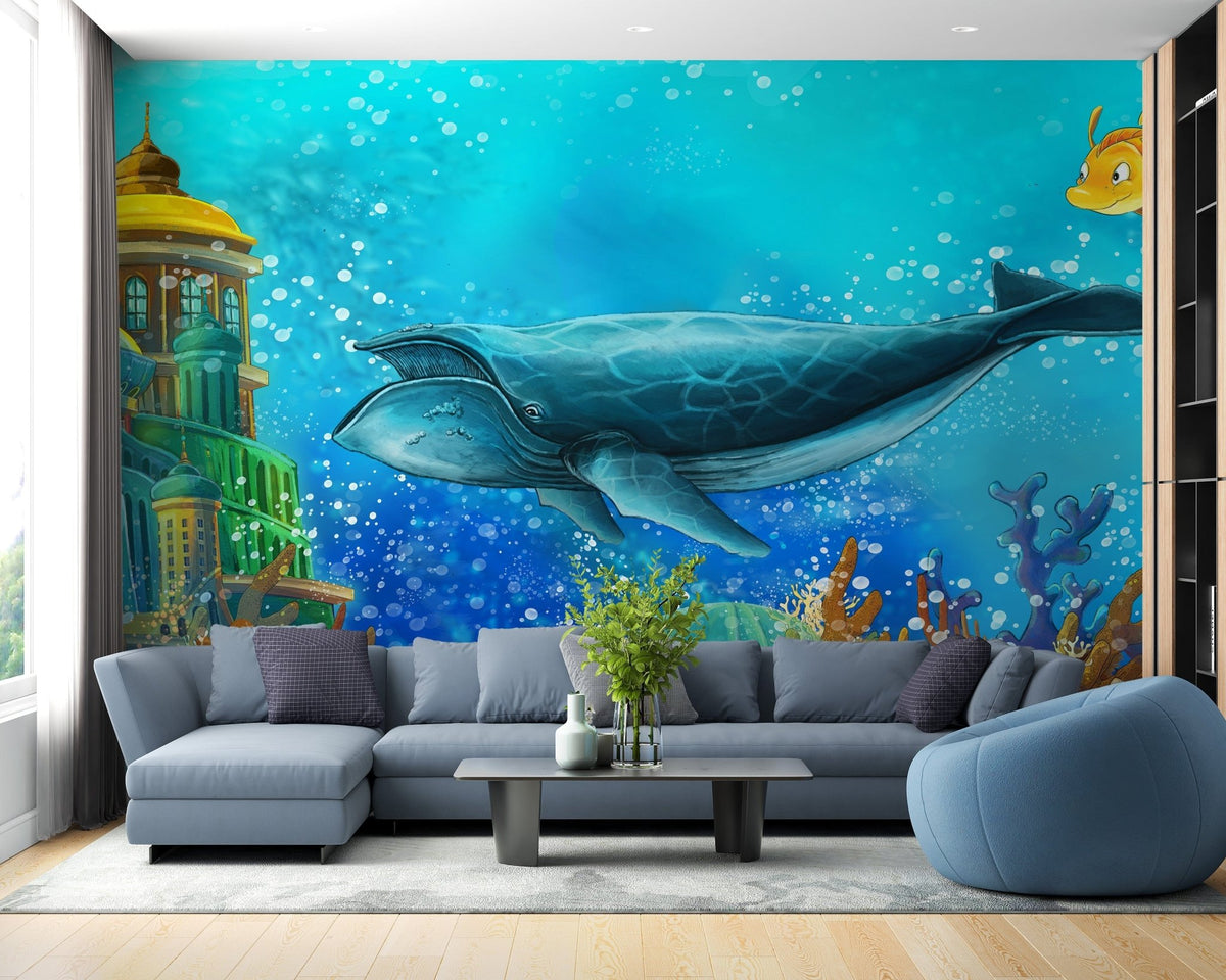 Majestic Whale Reef Wallpaper Mural
 A605