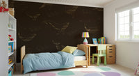 Whale Song wall mural showcasing marine life in a home office.