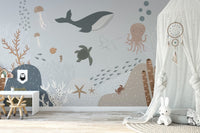 Majestic whale mural for home decor
