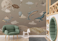 Magical whales and balloons design
