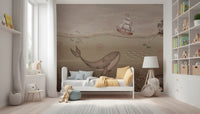 Artistic sea creature wall mural for a contemporary feature wall.