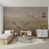 Deep sea adventure wall mural for a playful kids creative zone.
