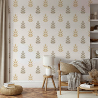 The peel and stick wallpaper showing realistic nature textures.

