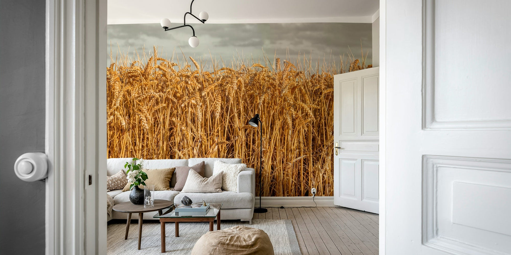 Wide-open wheat fields wall covering

