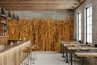 Rustic wheat wallpaper wall decor

