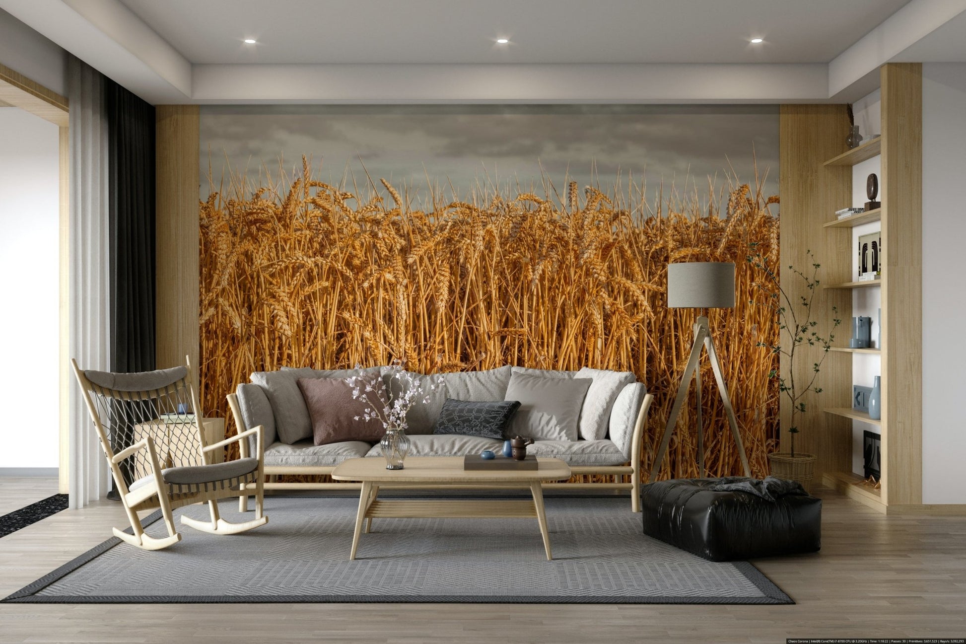 Countryside wheat scene wall mural

