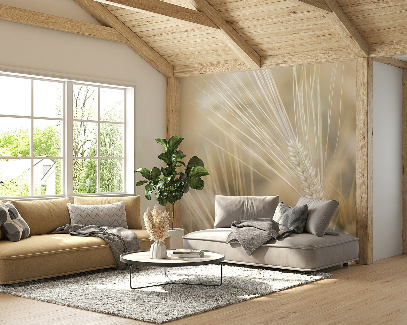 Wheat close-up mural wallpaper
