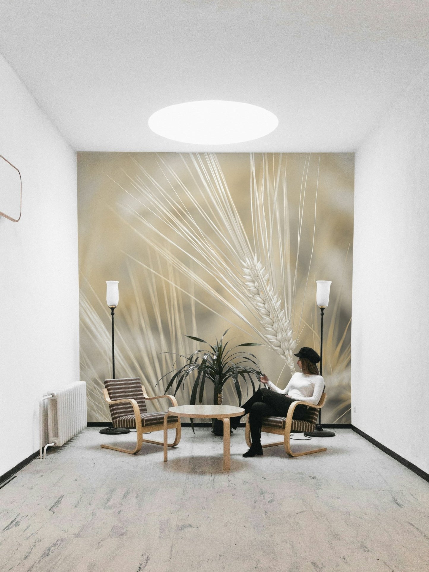 Neutral color wheat wall design
