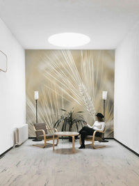 Neutral color wheat wall design
