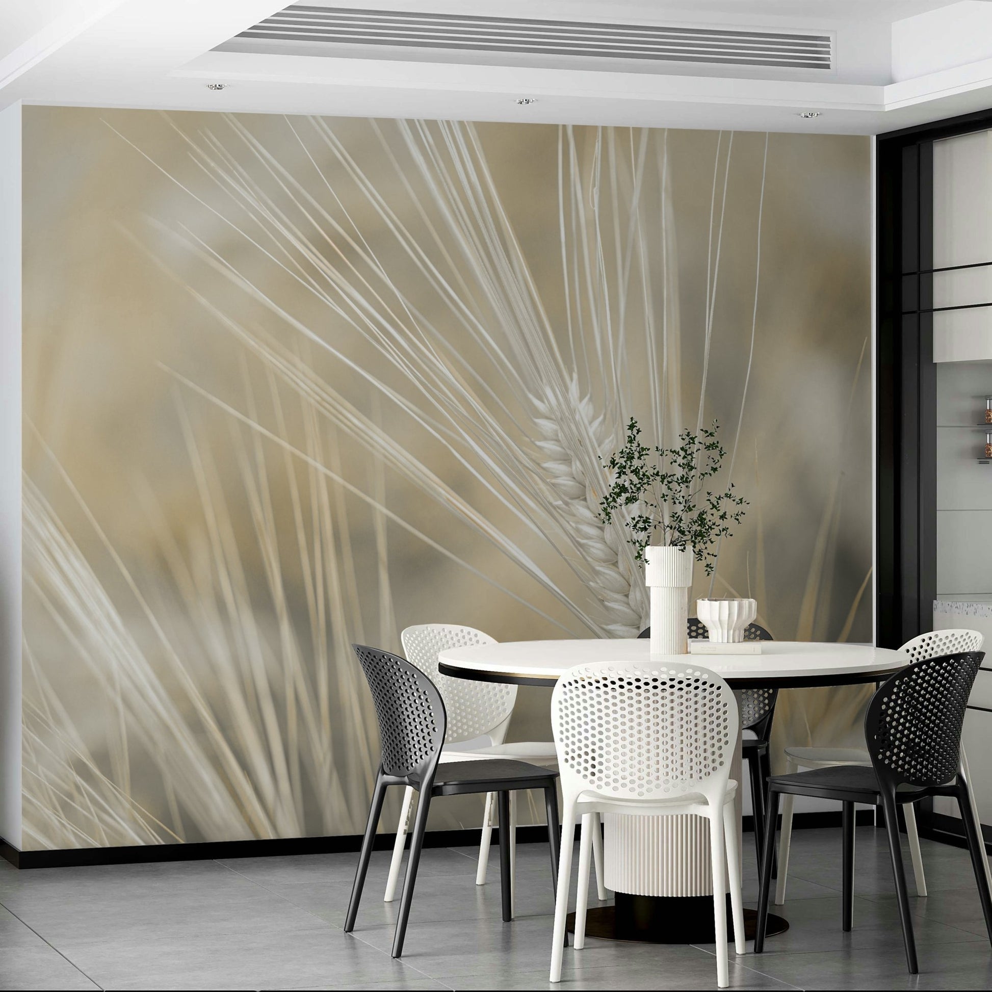 Minimal wheat wall mural
