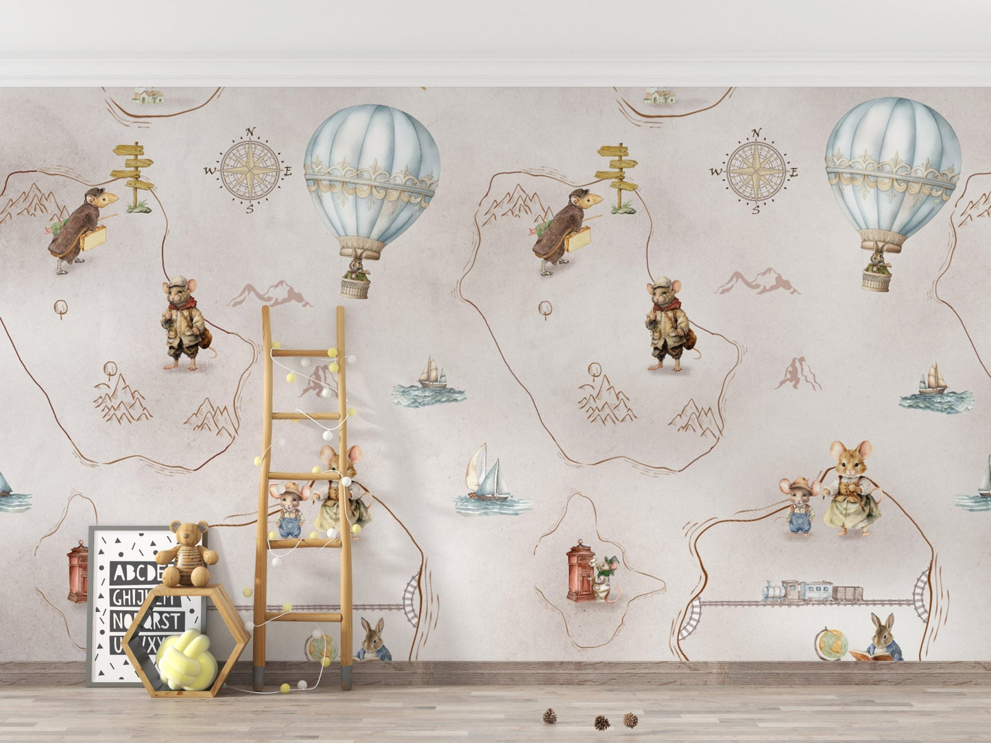 Adventure animal wallpaper for children’s rooms
