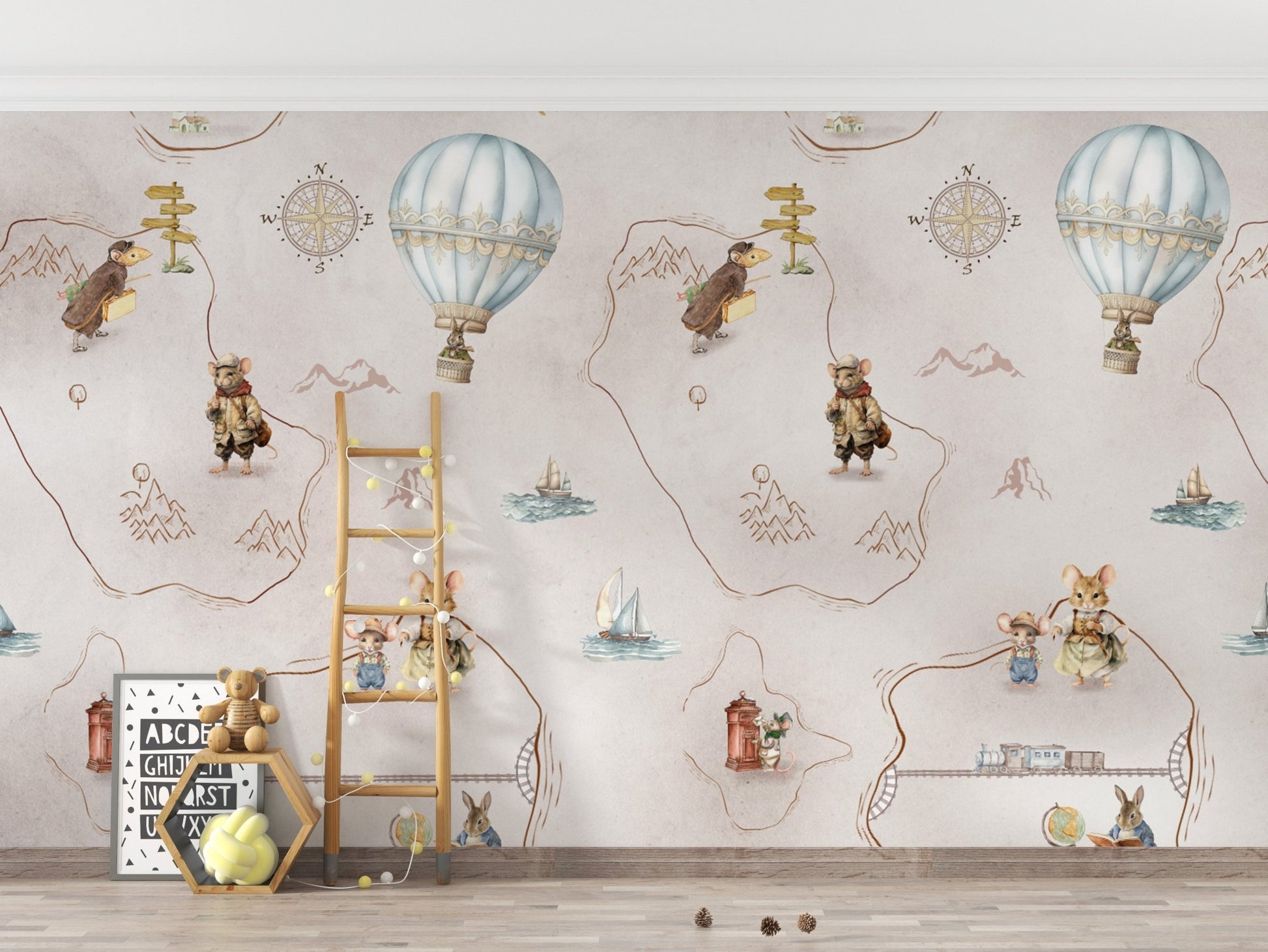 Adventure animal wallpaper for children’s rooms
