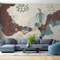 Colorful whimsical bird paradise wallpaper for walls C267