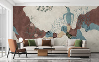 Tropical whimsical bird paradise wallpaper for walls C267
