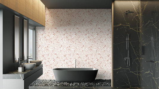 Reusable blush botanical wallpaper for walls