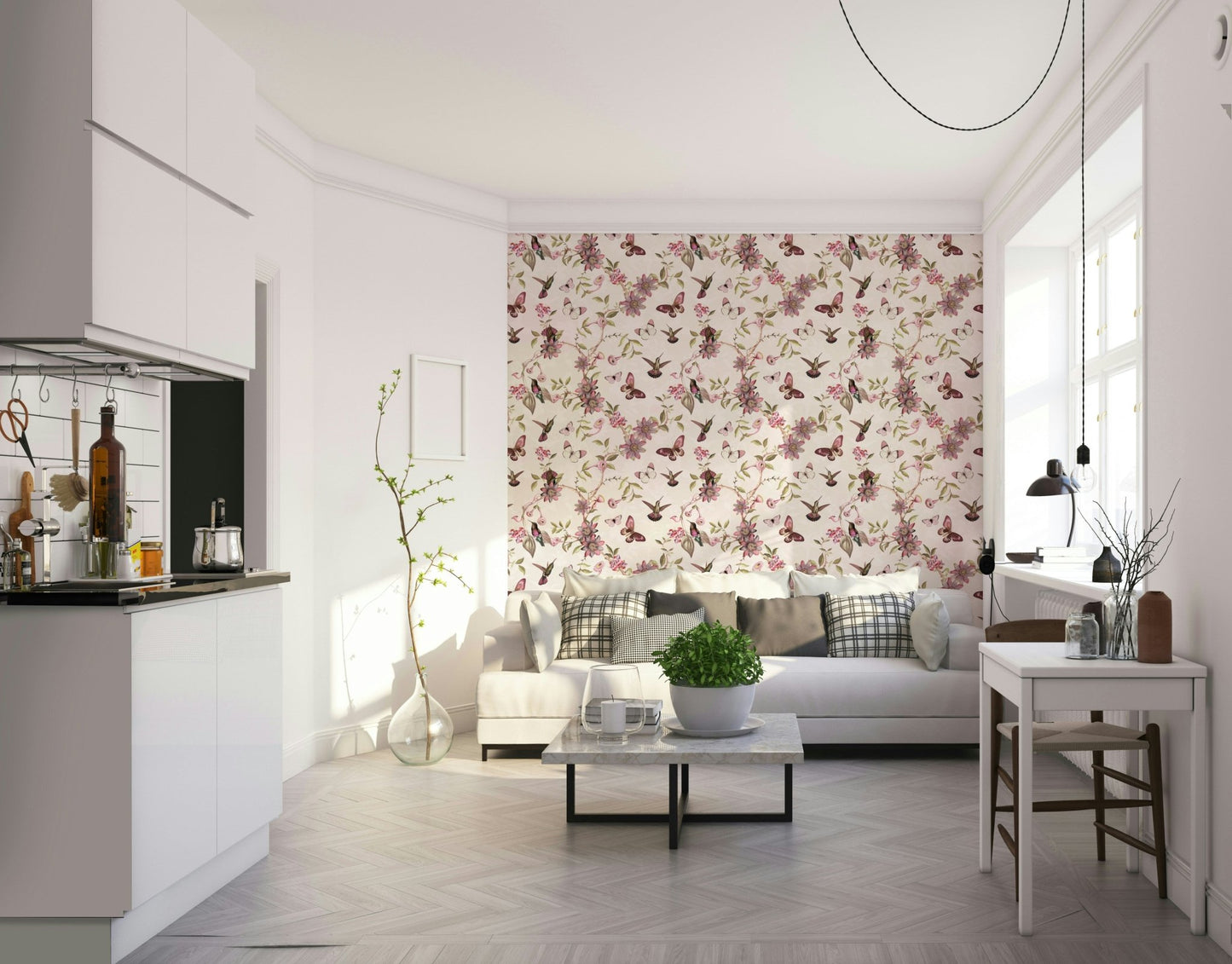 Whimsical floral wallpaper for home decor

