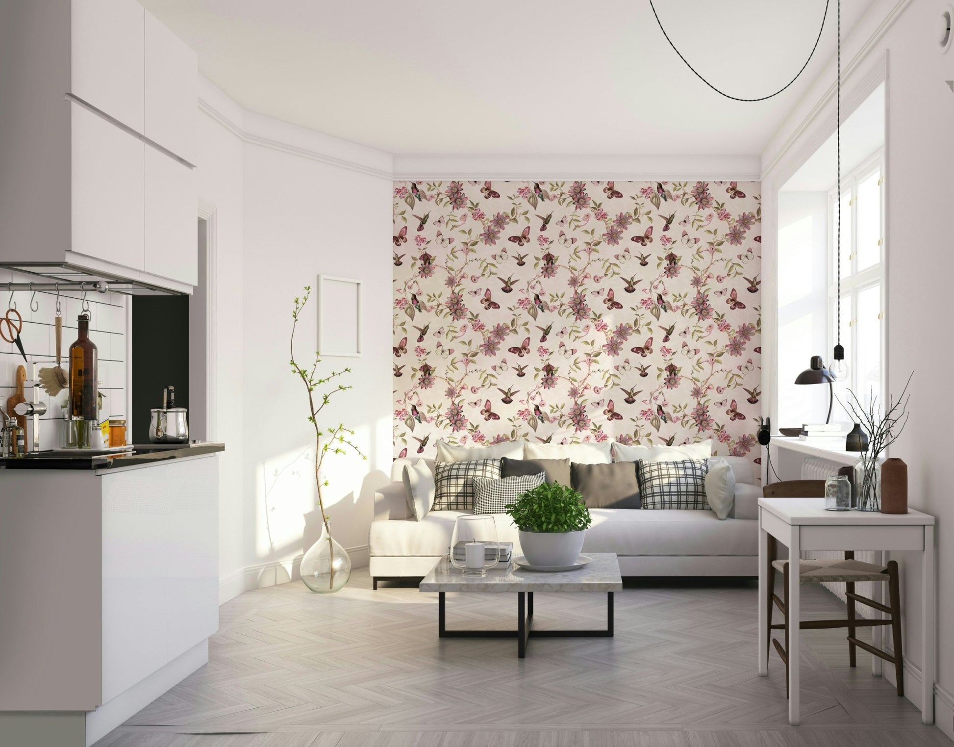Whimsical floral wallpaper for home decor

