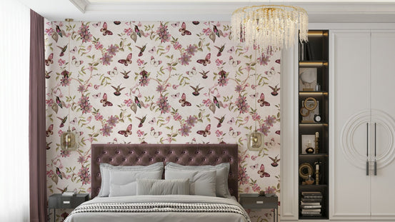 Whimsical botanical garden wallpaper design, GD1444