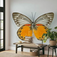 Detailed nature wall mural featuring flying butterflies and leaves.