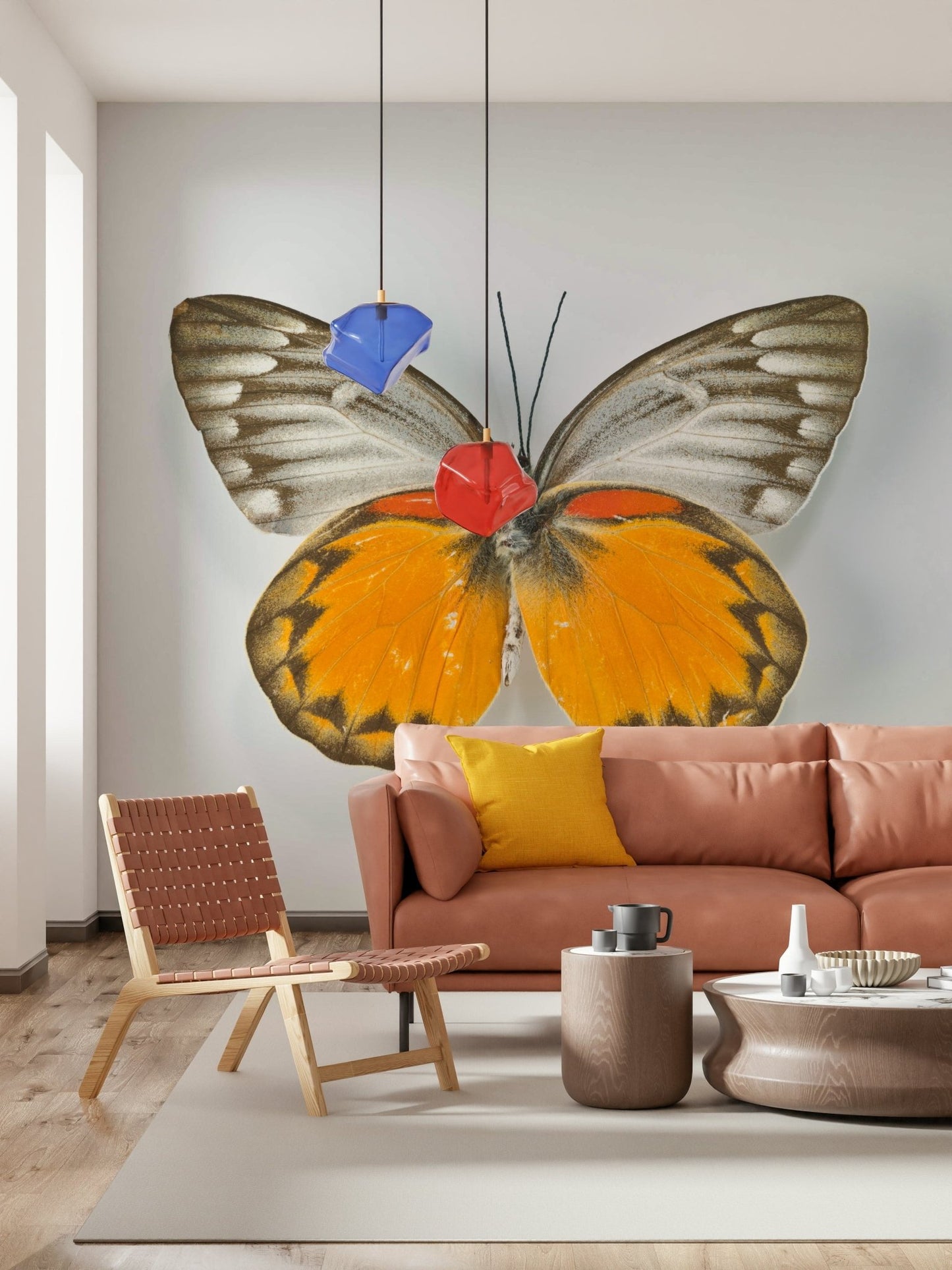 Whimsical Butterfly Wall Mural with soft pastel wings wallpaper.