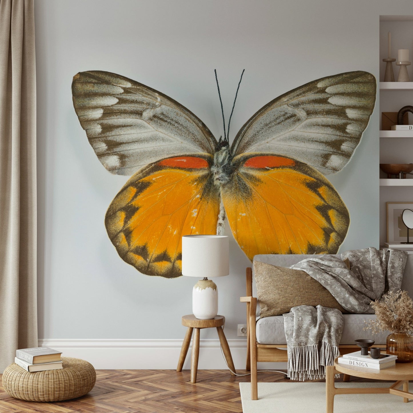 Botanical themed wall mural for a bright and airy aesthetic.