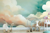 Cloud-inspired wall mural for a tranquil room feel.

