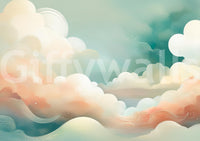 Gentle cloud wall mural for a dreamy ambiance.

