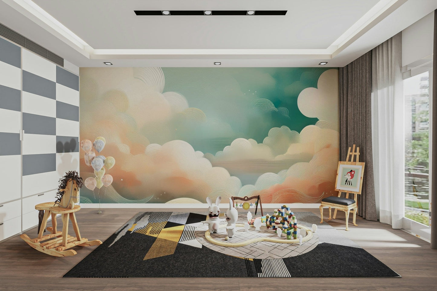 Elegant cloud wall mural for cozy, peaceful spaces.


