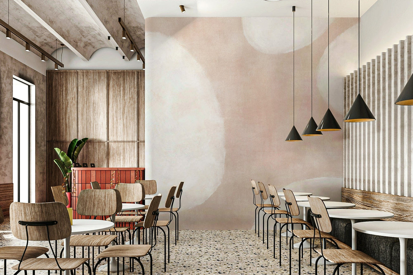 Cloud-inspired abstract wall design

