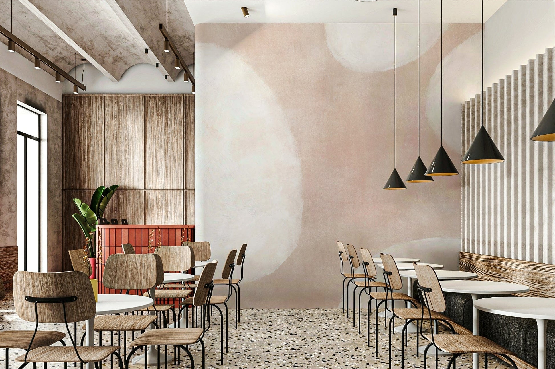 Cloud-inspired abstract wall design

