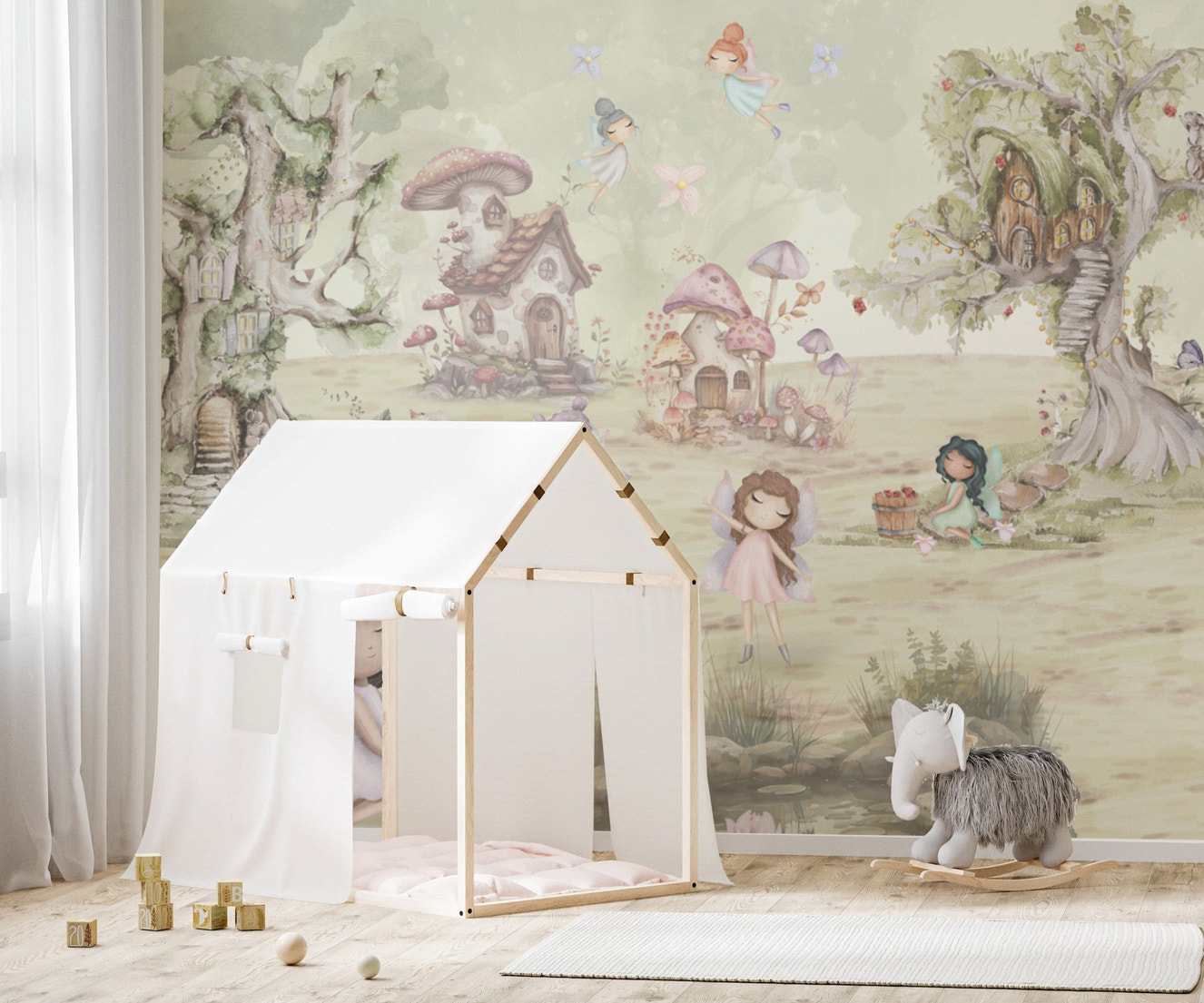 Fairyland wallpaper with treehouses
