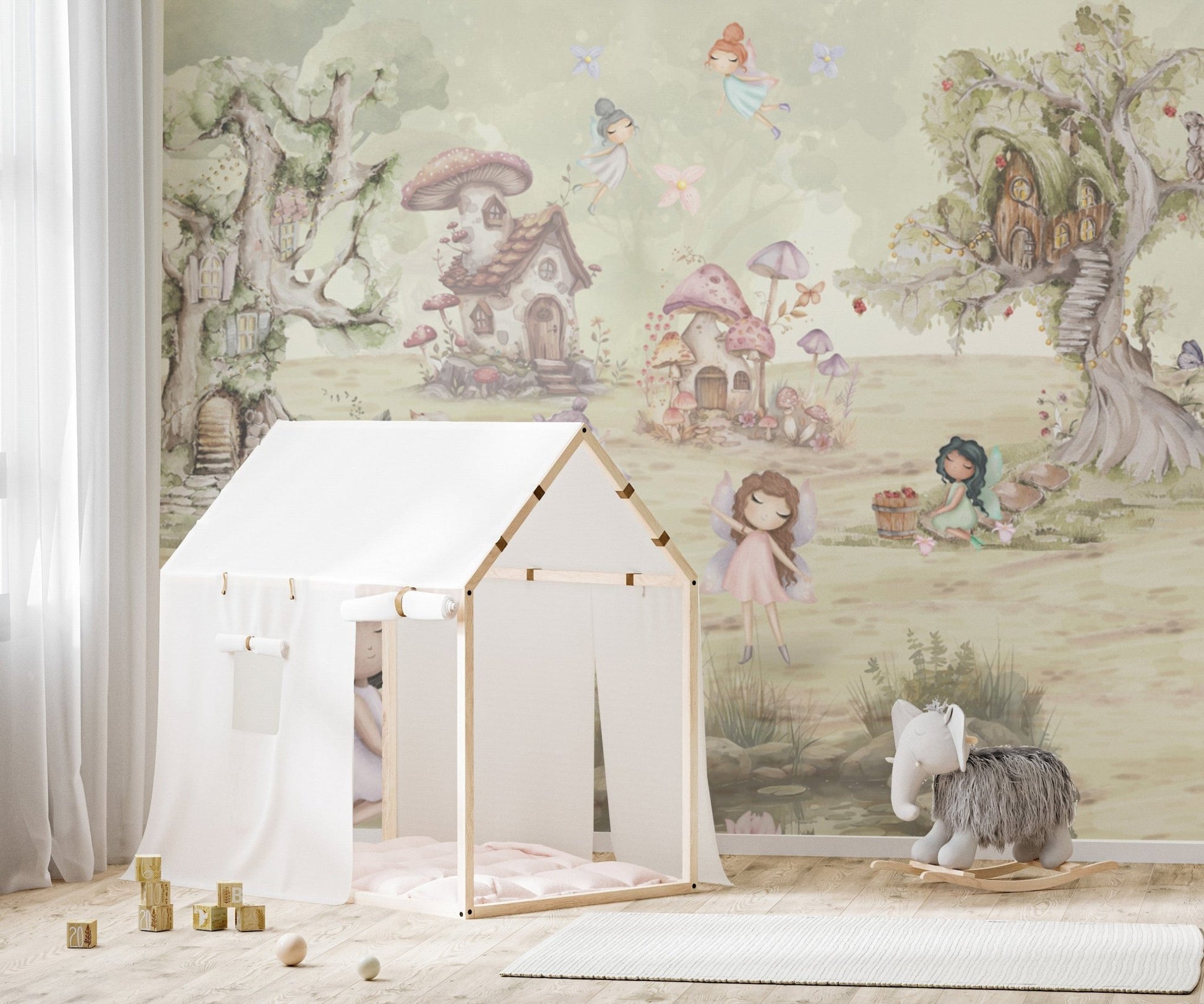 Fairyland wallpaper with treehouses
