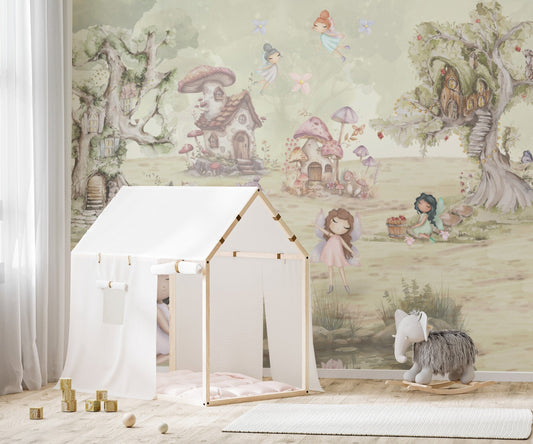 Fairyland wallpaper with treehouses D202

