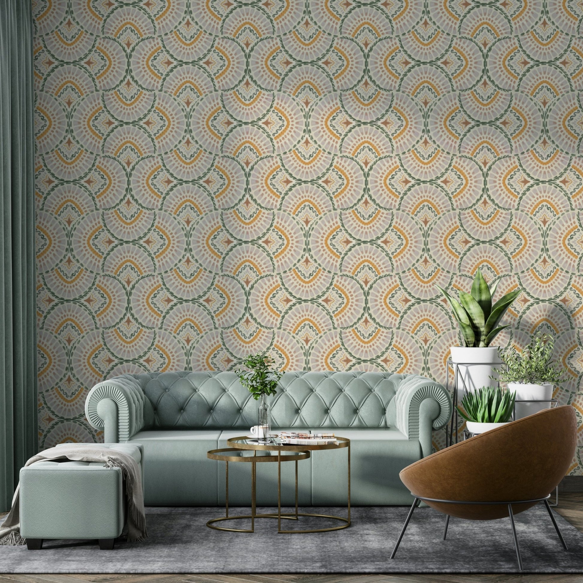 Whimsical Fan Pattern Wallpaper
