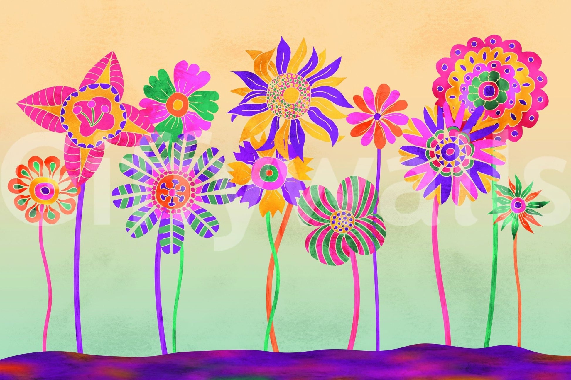 A high-quality serene flower wall mural for walls.