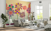 A beautiful modern art wall mural of delicate flowers.