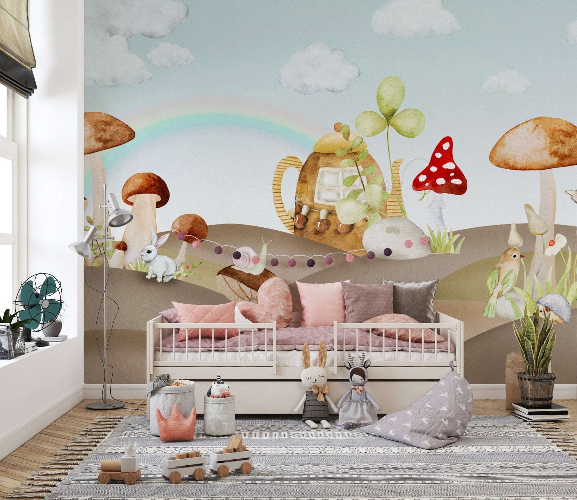Enchanted forest animals nursery wallpaper
