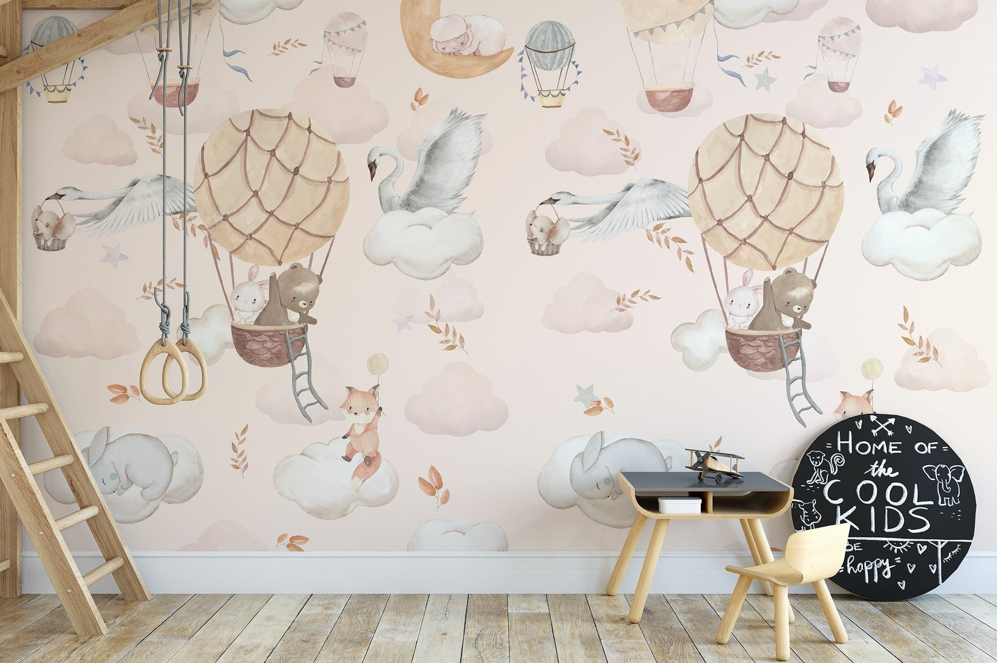 Gentle animal mural for children space C328
