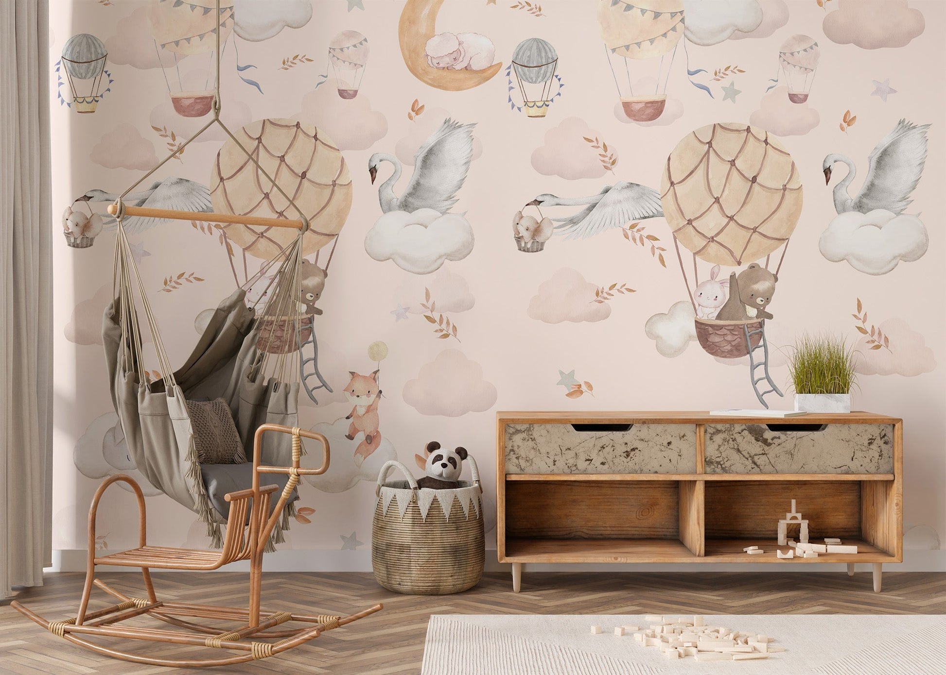 Whimsical Flight Animal Mural - C328
