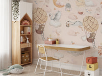 Playful nursery mural with soft colors C328
