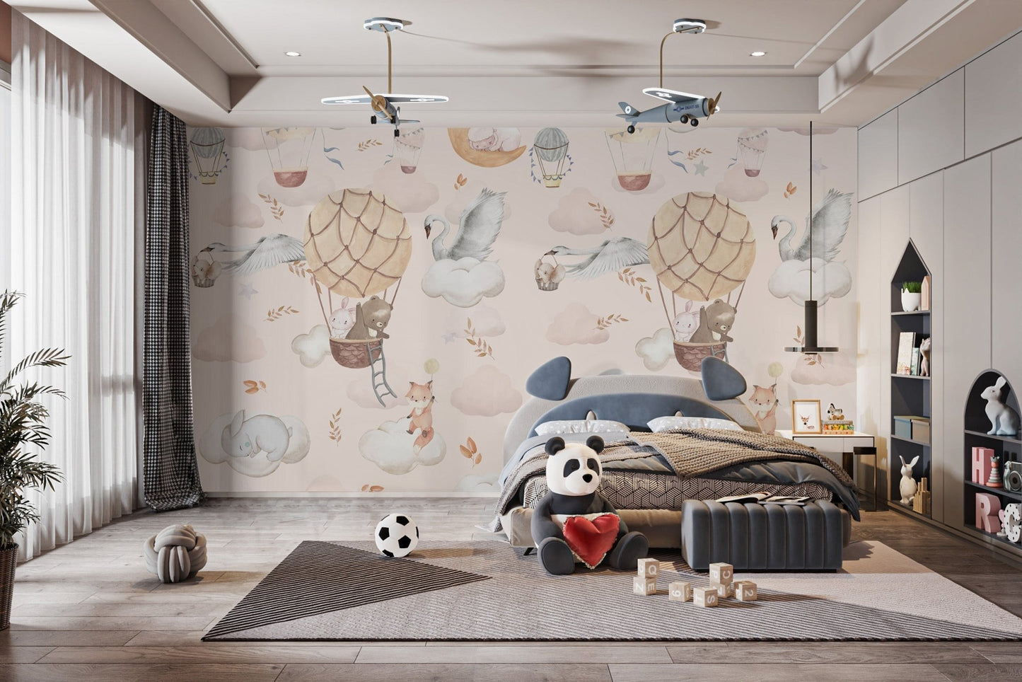 Nursery mural with flying animals design C328

